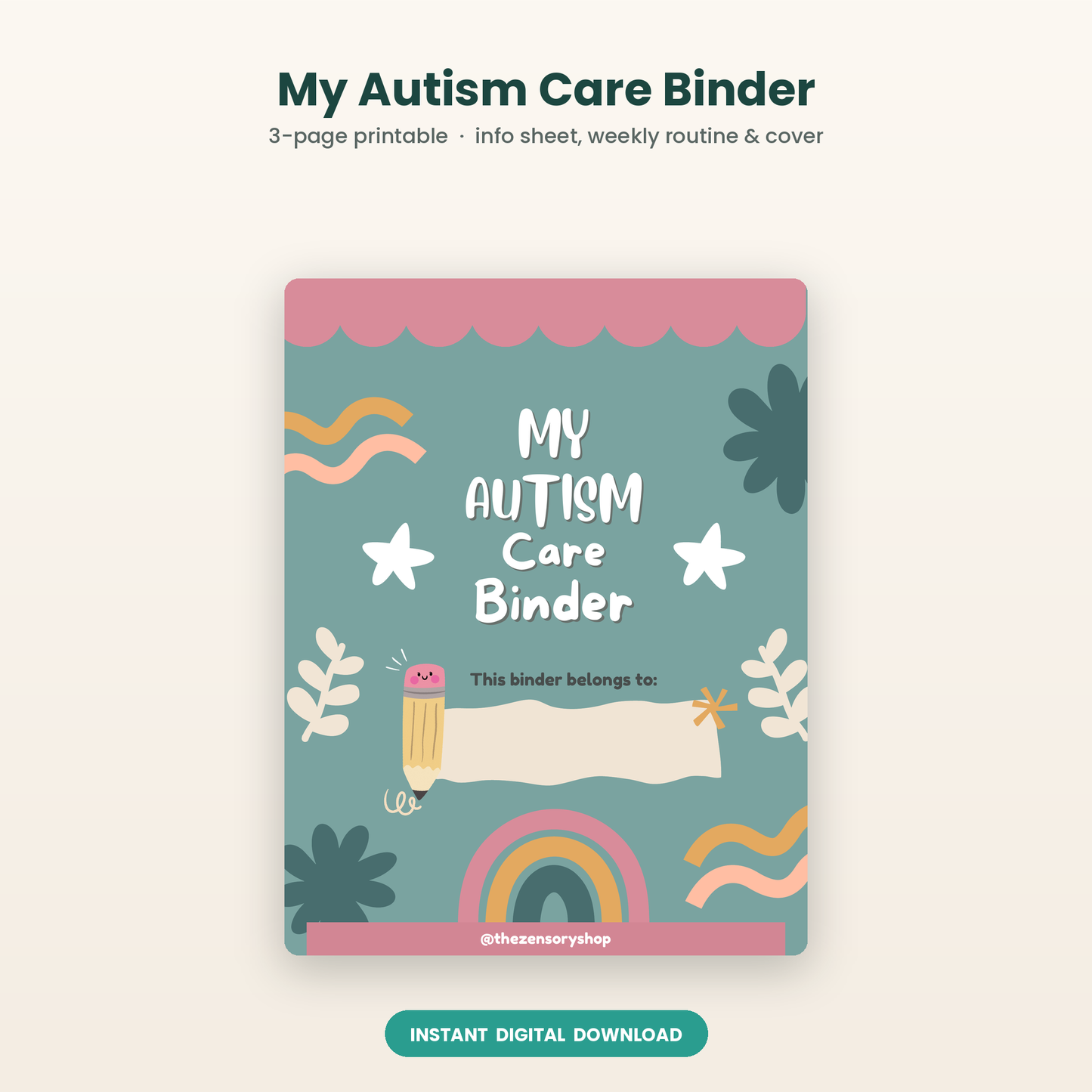 My Autism Care Binder — Printable Child Info & Routine Pages