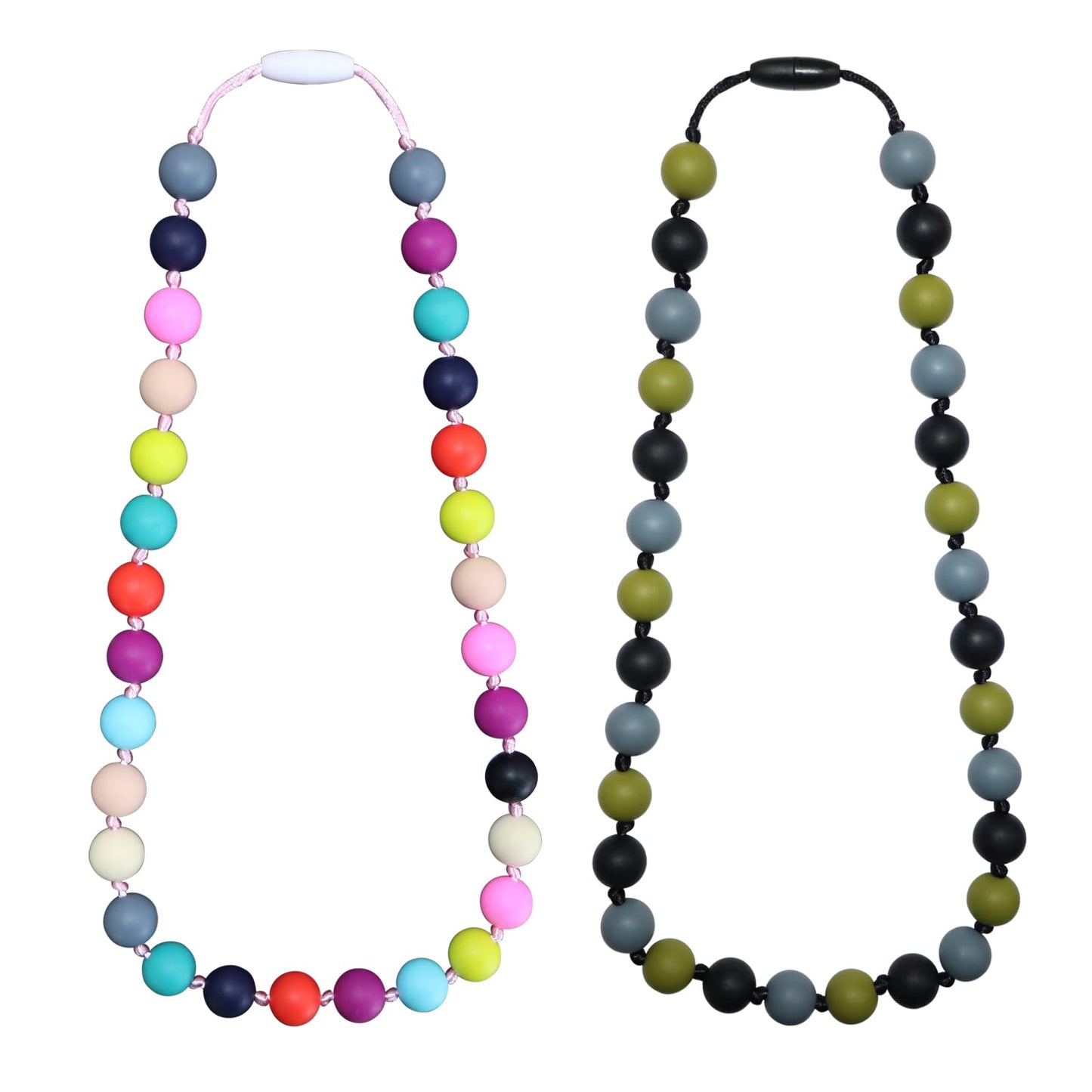 Silicone chew necklace 2-pack for sensory kids with autism – safe oral sensory tool for children