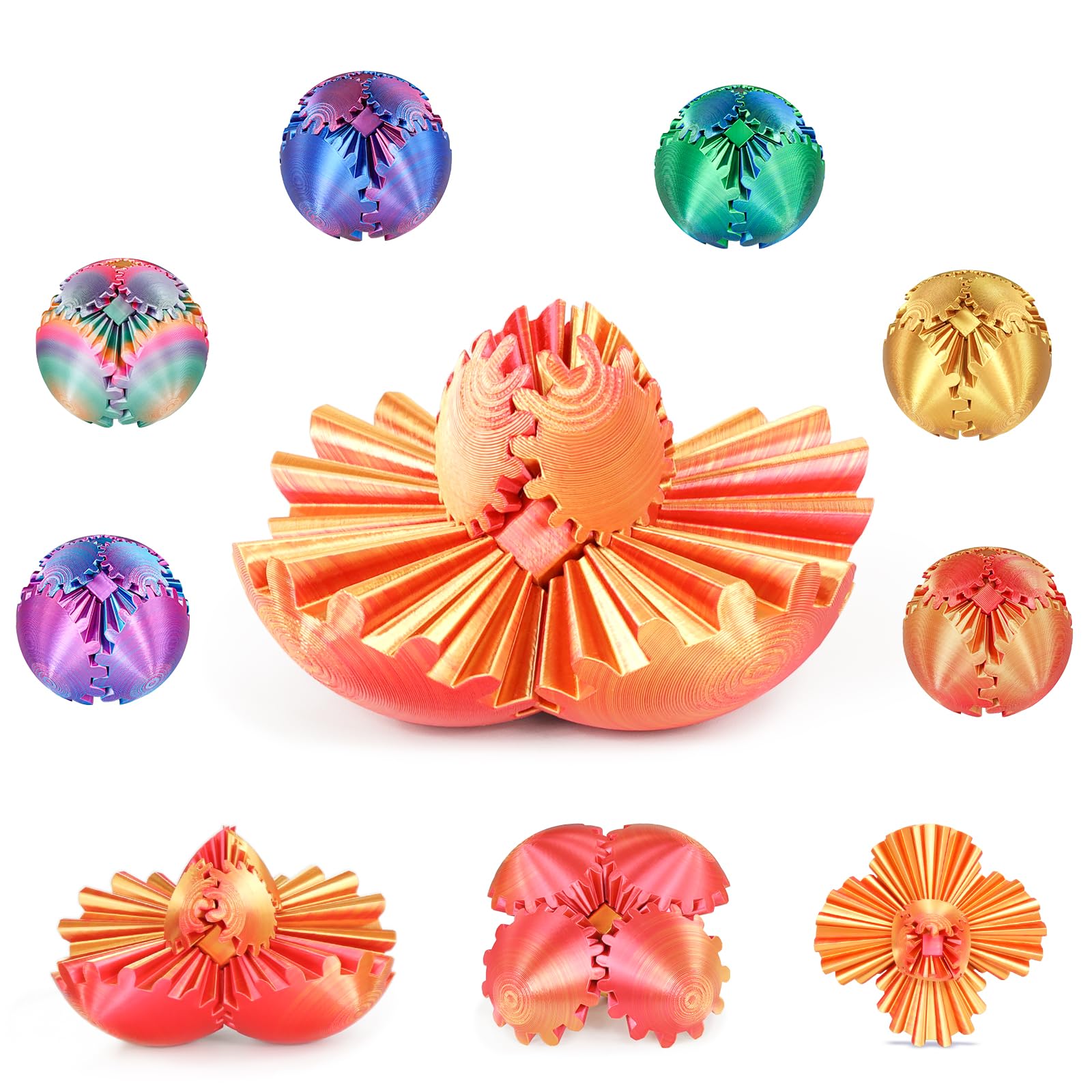 Sensory gear ball fidget toy for kids with ADHD and autism – interlocking spinning stress relief toy