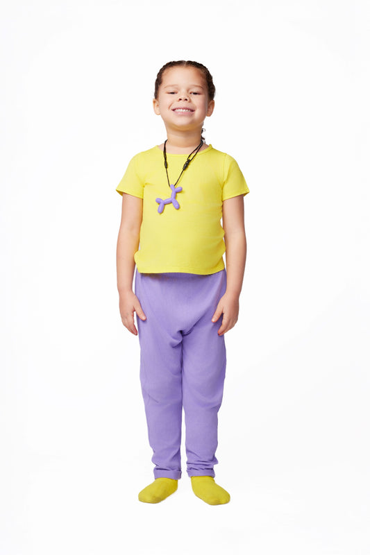 Periwinkle sensory-friendly bamboo kids' joggers, tagless and seamless