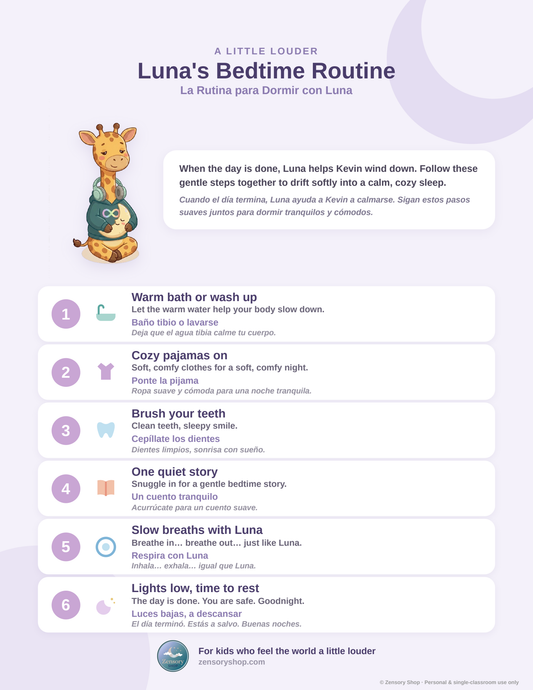 Luna's Bedtime Routine — Bilingual Sleep Chart for Kids (EN/ES)
